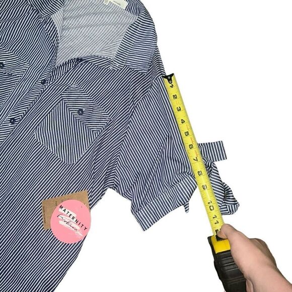 NWT EDEN & OLIVIA MATERNITY Blue & White Striped Blouse Size 2X - Picture 8 of 8